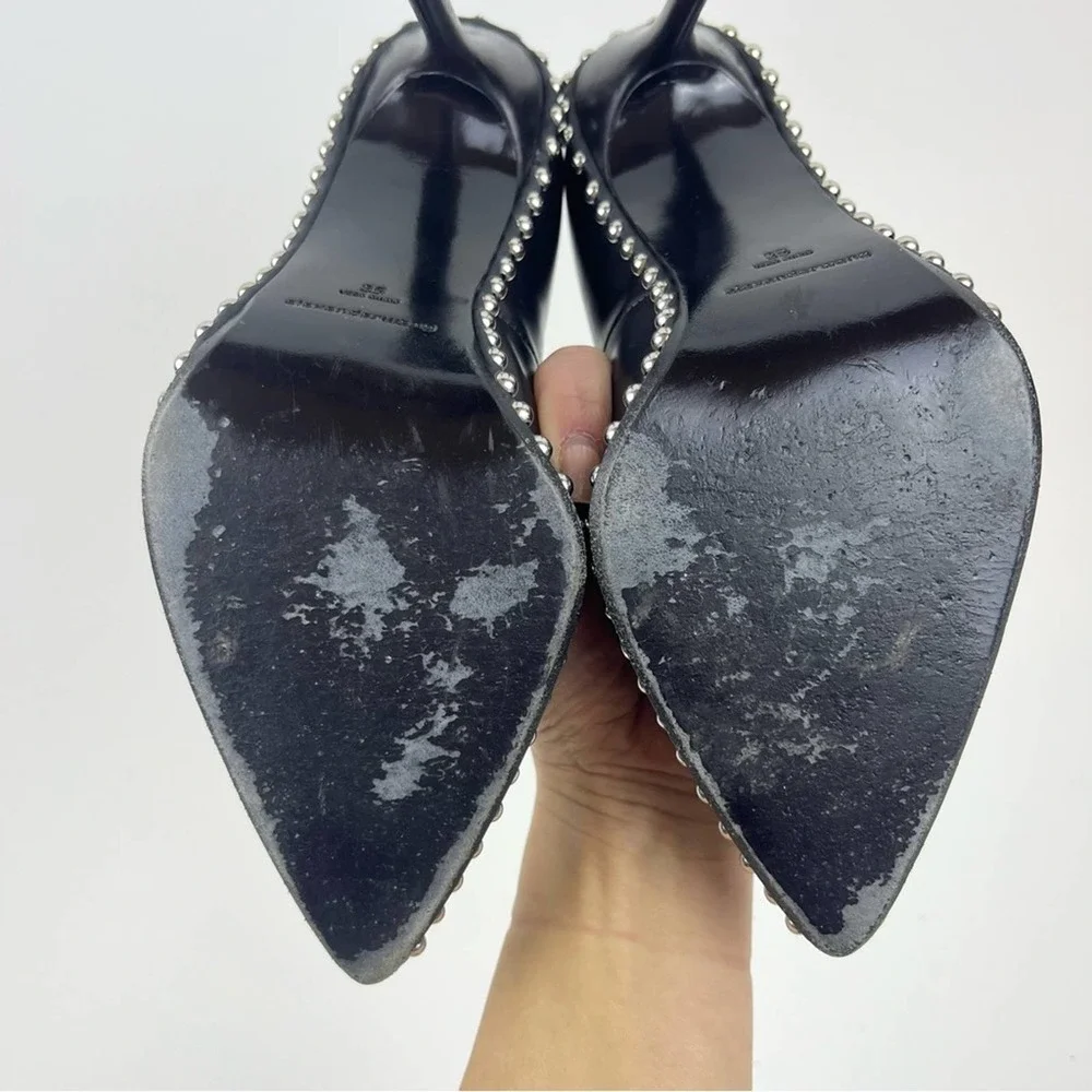 Alexander Wang Studded Black Pumps Pointed Toe Heel Leather Rie SZ 35 US 5 - Picture 12 of 13